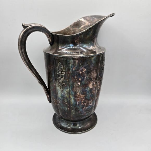 Vintage 1847 Rogers Bros Ambassador Silverplate Pitcher 10” Ornate Jug Vase - Picture 1 of 9